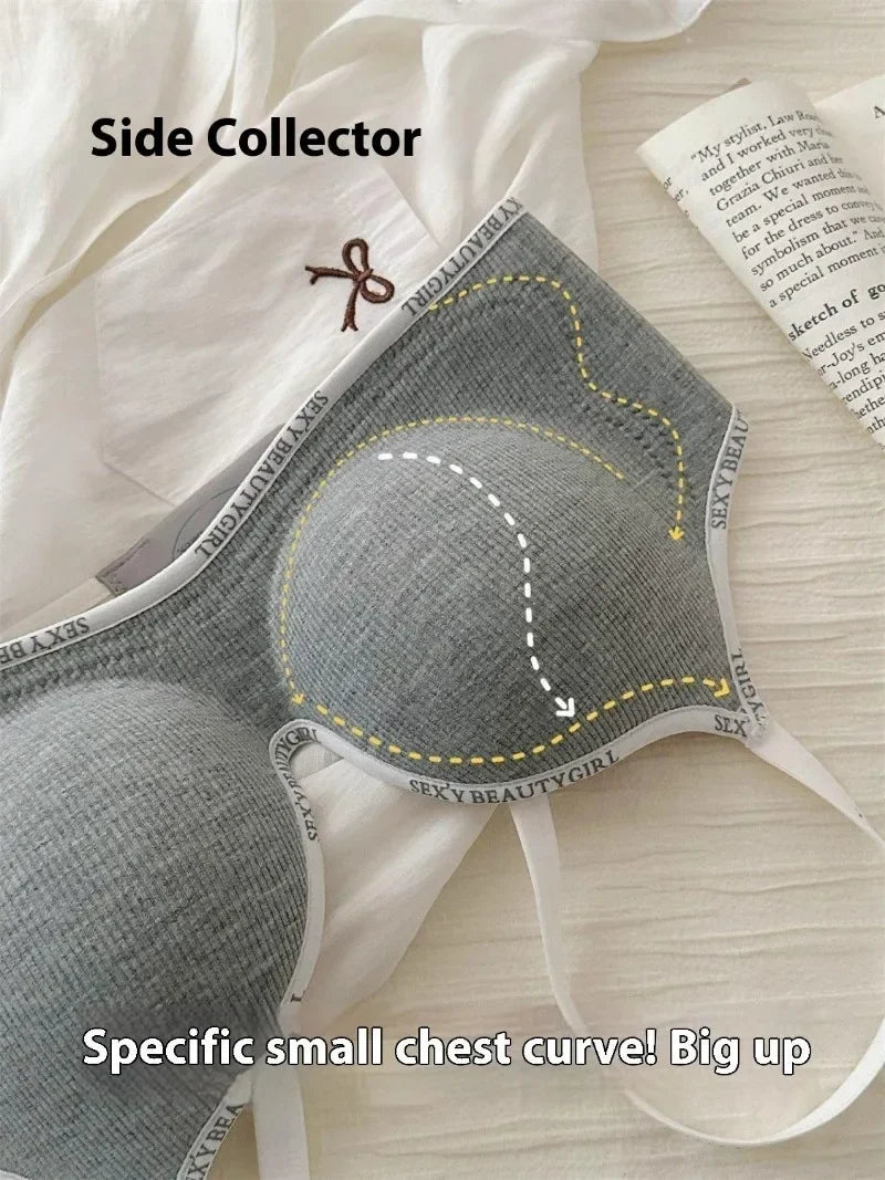 Wireless Push Up Bra for Small Chest - Seamless Anti-Sagging Invisible Bralette, Enhance Lift Comfort No Trace (Letter Design)