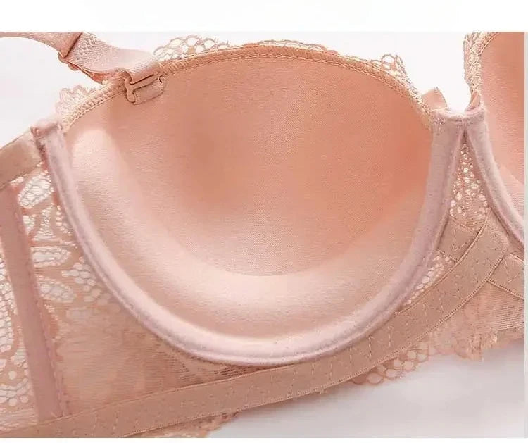Sexy Push Up Plunge Bra Half Cup Lace Underwire Bra Gather Anti-Spill Design for Shape Support Fashion Women's Lingerie