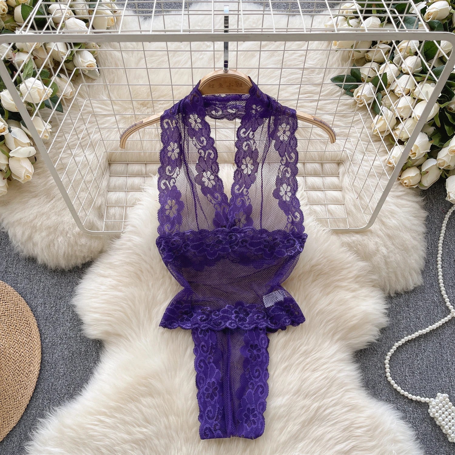Backless Hotsweet Bow Lingerie For Women See Through Mesh Sexy Bunny Costume Lingerie Bodysuit 4 Piece Jumpsuit Spot Lace Cospla