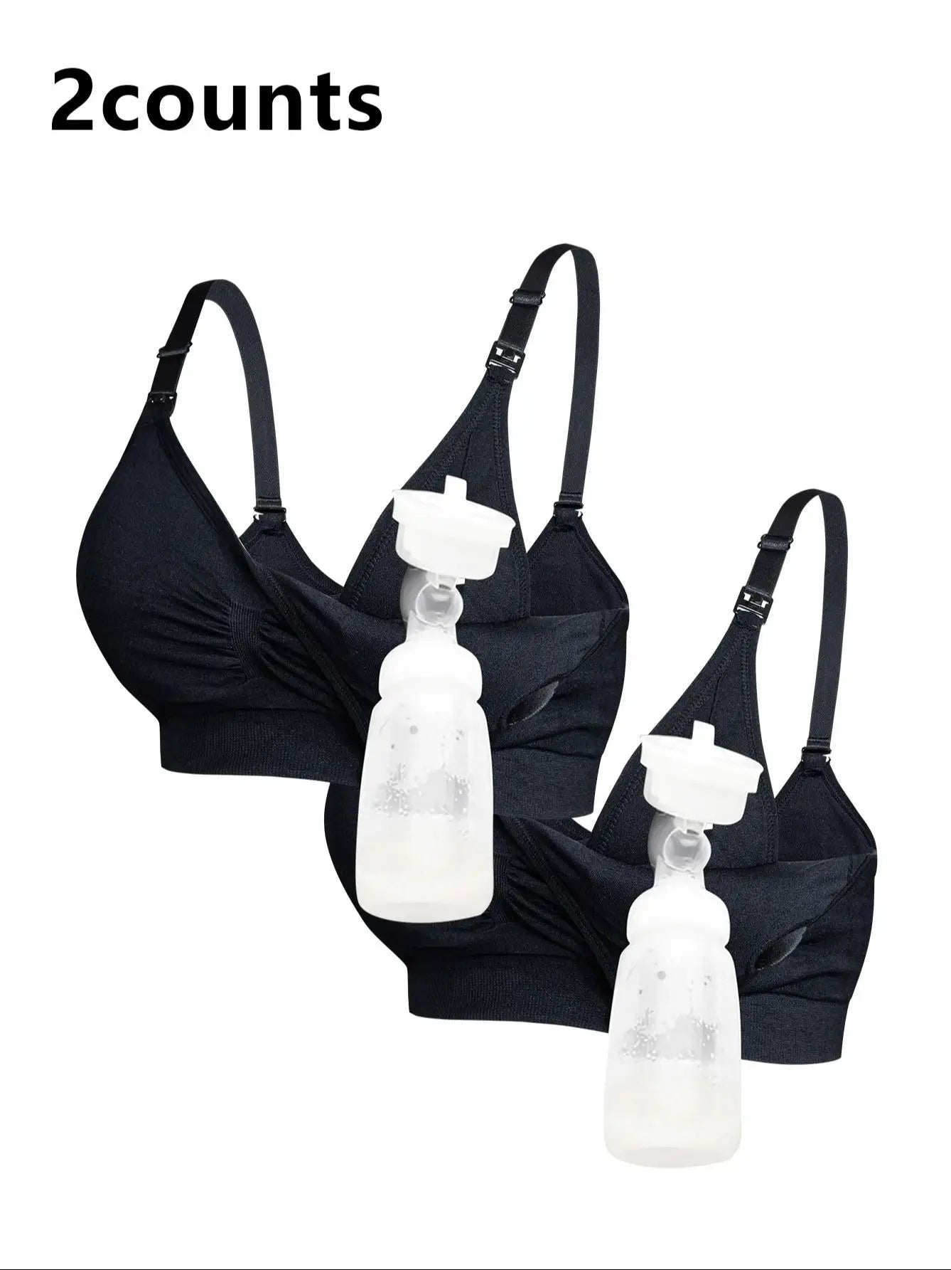 Two-Pack of Pleated Front-Button Nursing Bras for Women, Can Be Used with a Breast Pump