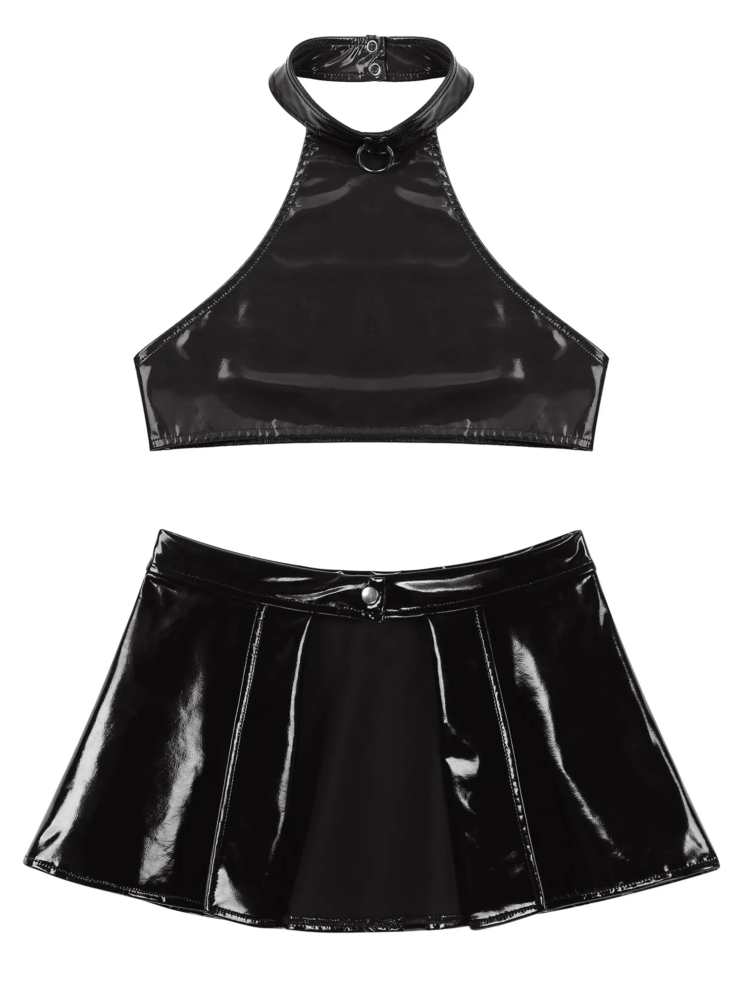 Two-Piece Female Lingerie Set Women Latex Nightclub Outfit Night Club Hot Girl Rave Festival Pole Dance Show Babydoll Costume