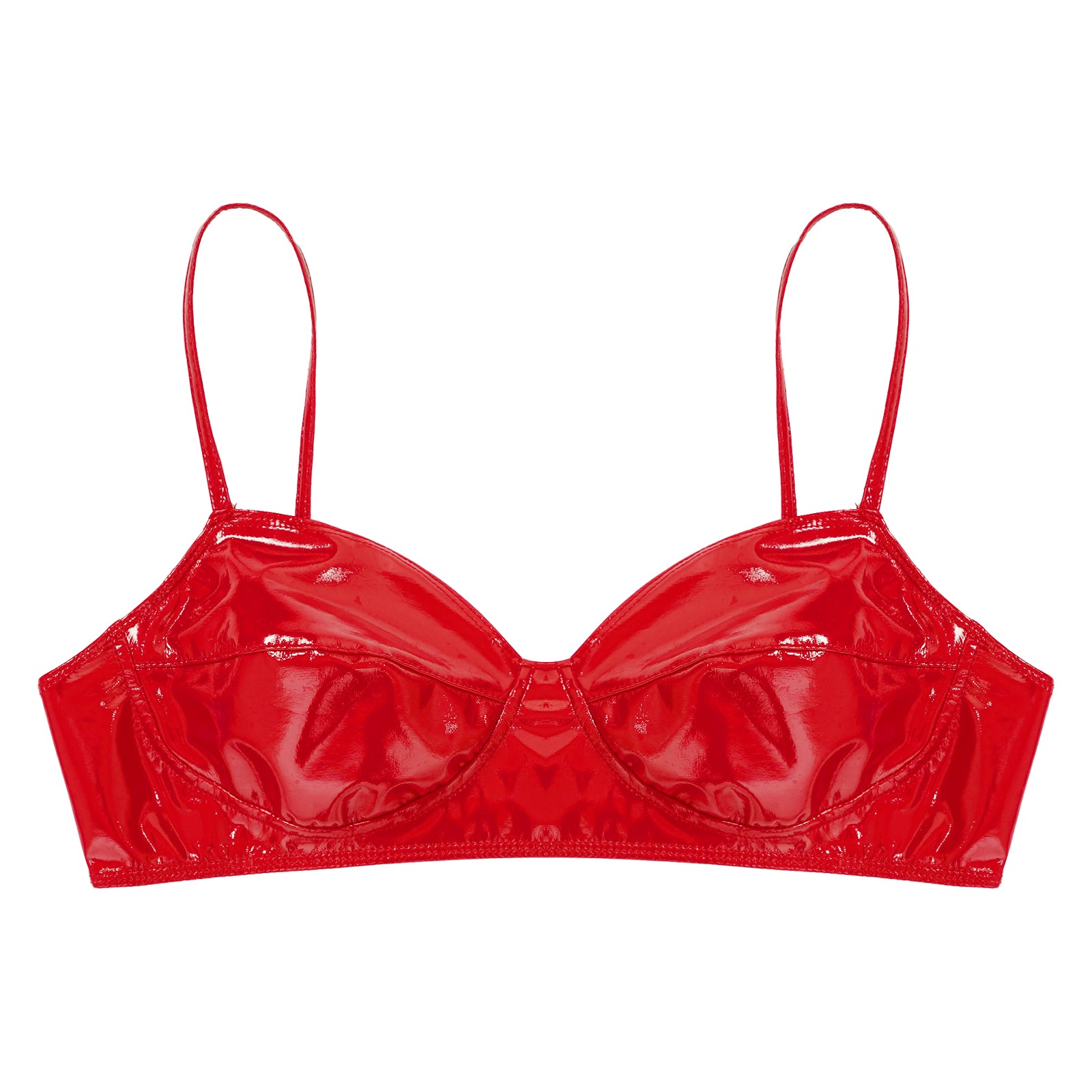 Women Bras Tops Wet Look Faux Leather Bra Top Sexy Lingerie Wire Free No Pad Bralette Underwear Femme Womans Intimates