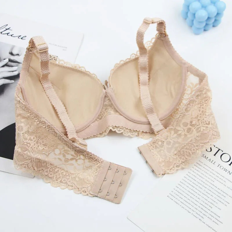 2025 New Push Up Bras Set Pink Gray Blue Beige Burgundy Black Underwear For Women Floral Bow BC Cup Lingerie