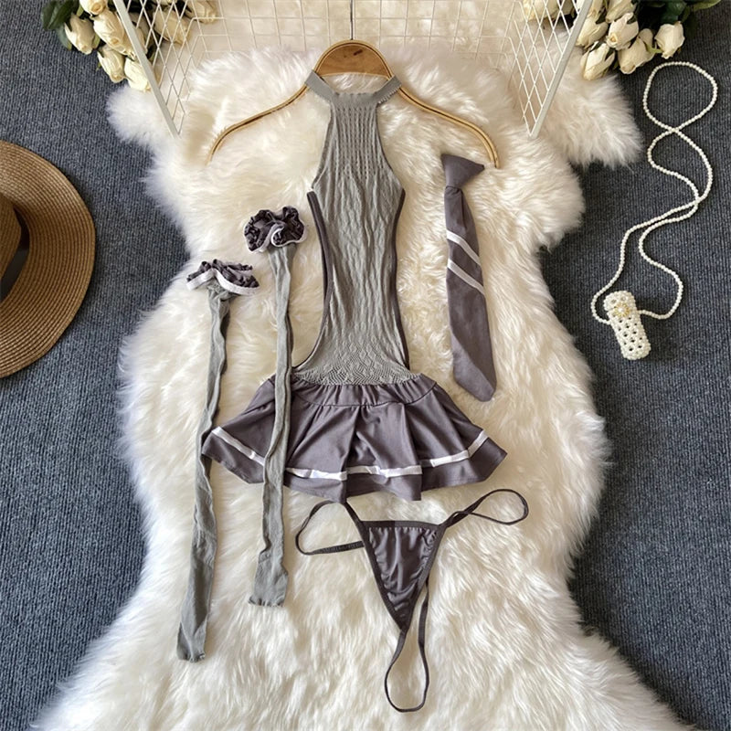 Backless Hotsweet Bow Lingerie For Women See Through Mesh Sexy Bunny Costume Lingerie Bodysuit 4 Piece Jumpsuit Spot Lace Cospla