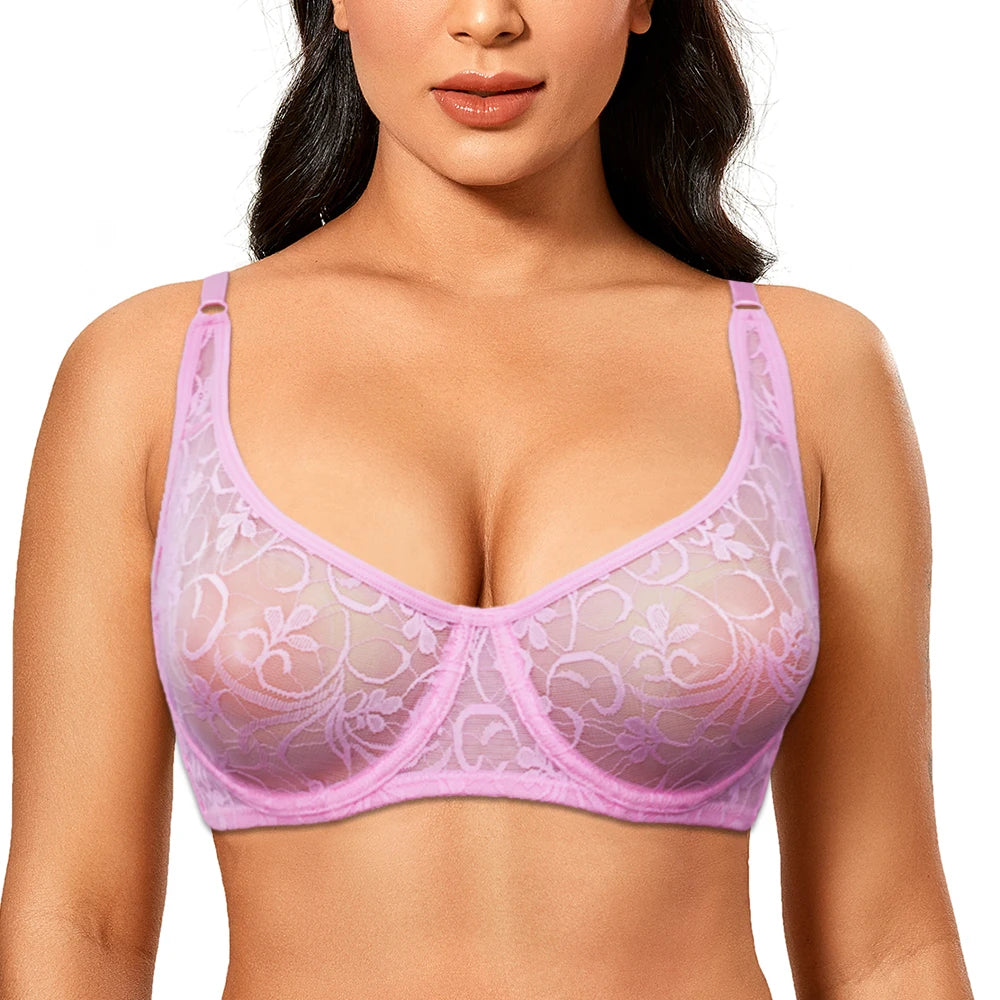 Sexy Womens Bras Unlined Underwire Lace Bra Bralette Unpadded Underwear See Through Lingerie Brassiere BH Top A B C D DD Cup