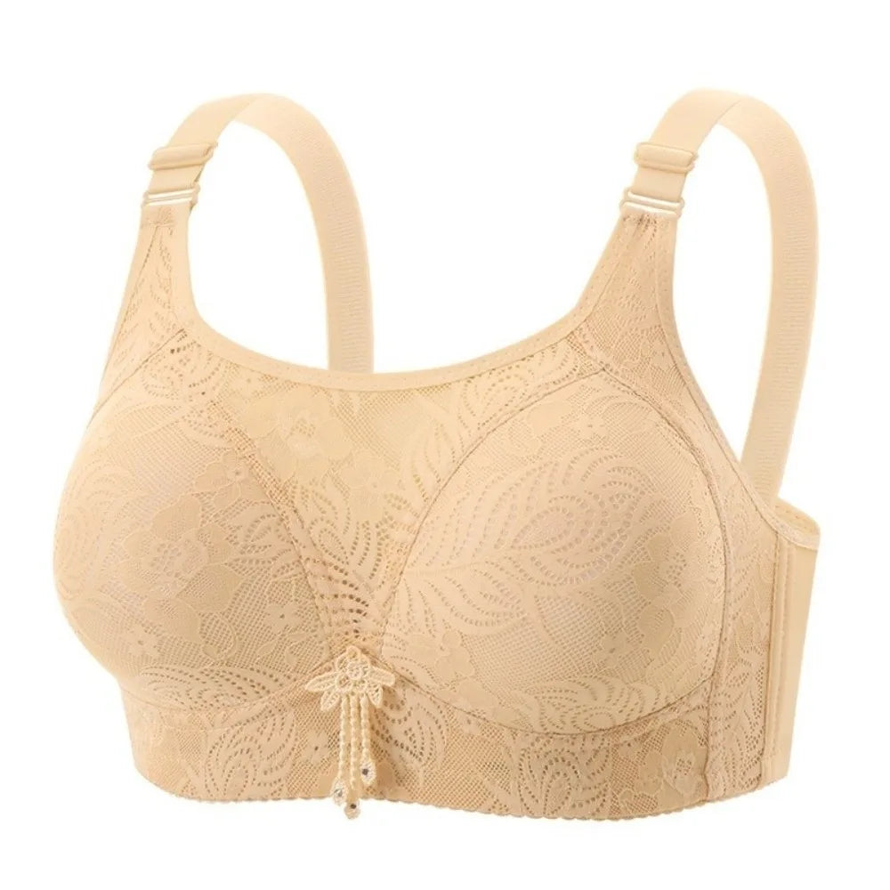 Breathable Anti-Sagging Wireless Push-Up Bra Underwear Floral Mesh Women Vest Bra Sweet Elderly Bra Women