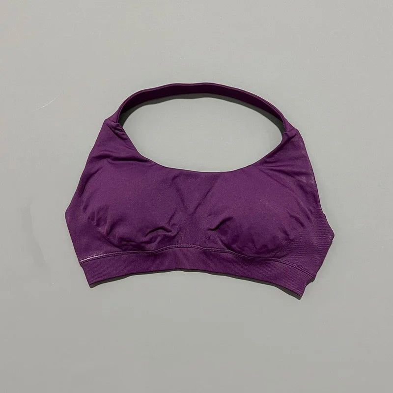 Sports Bra Women Halter Neck Open Back Seamless Yoga Bras Breathable Elastic Top Gym Running Workout Fitness Sports Bras