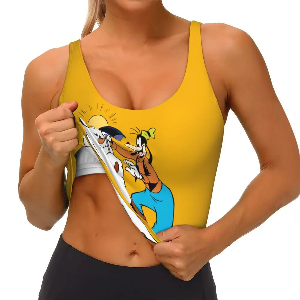 Custom Goofy Cartoons High Impact Sports Bras for Women Mangas Seamless Workout Running Crop Tank Tops