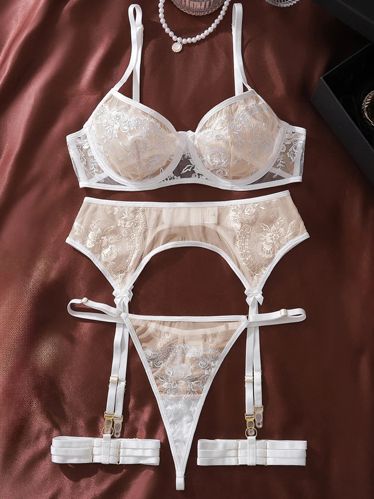 Belamimi Ultra Sexy Women's Lingerie Set Complete Fancy Lace Luxury Intimate Outfit Uncensored Ensemble for Bedroom Use