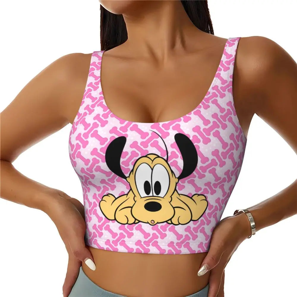 Custom Pluto Anime Manga High Impact Sports Bras for Women Classic Seamless Workout Yoga Crop Tank Tops