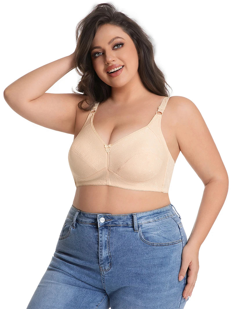 Plus Size Wireless Bra Full Coverage Soft Comfort Bras for Women Side Support Underwear No Underwire Brassiere Breathable
