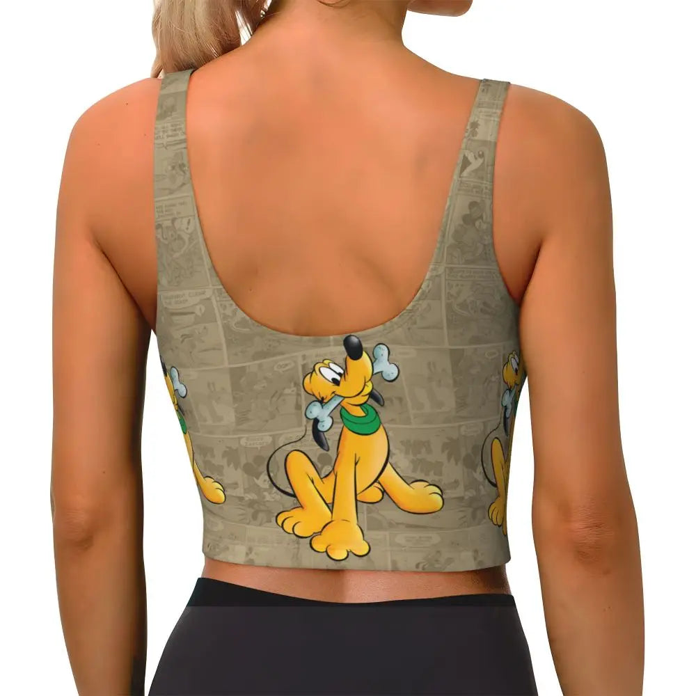 Custom Pluto Anime Manga High Impact Sports Bras for Women Classic Seamless Workout Yoga Crop Tank Tops