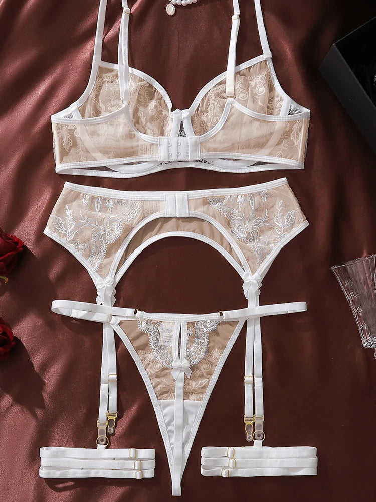 Belamimi Ultra Sexy Women's Lingerie Set Complete Fancy Lace Luxury Intimate Outfit Uncensored Ensemble for Bedroom Use
