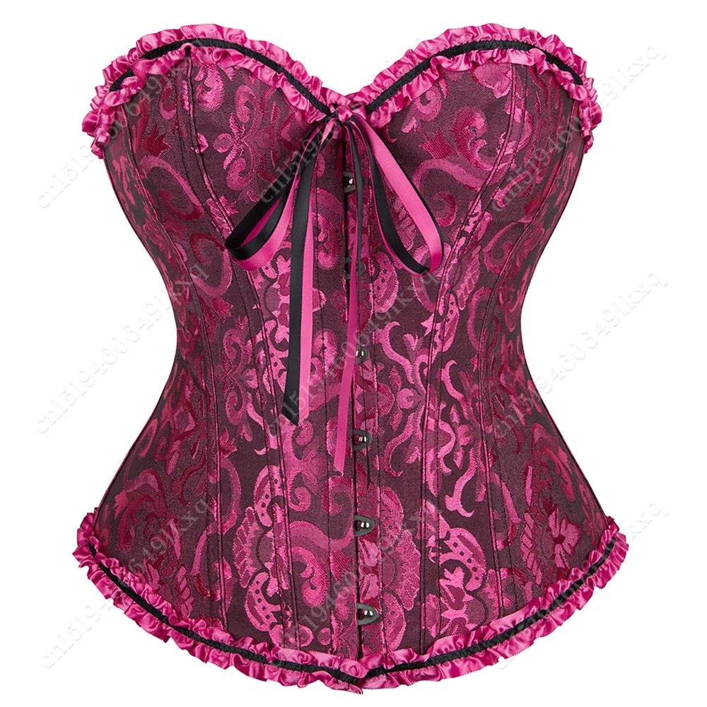 Corset Bustier Top for Women Bustier Overvst Sexy Lace Up Sexy Floral Corset Lingerie Gold Yellow