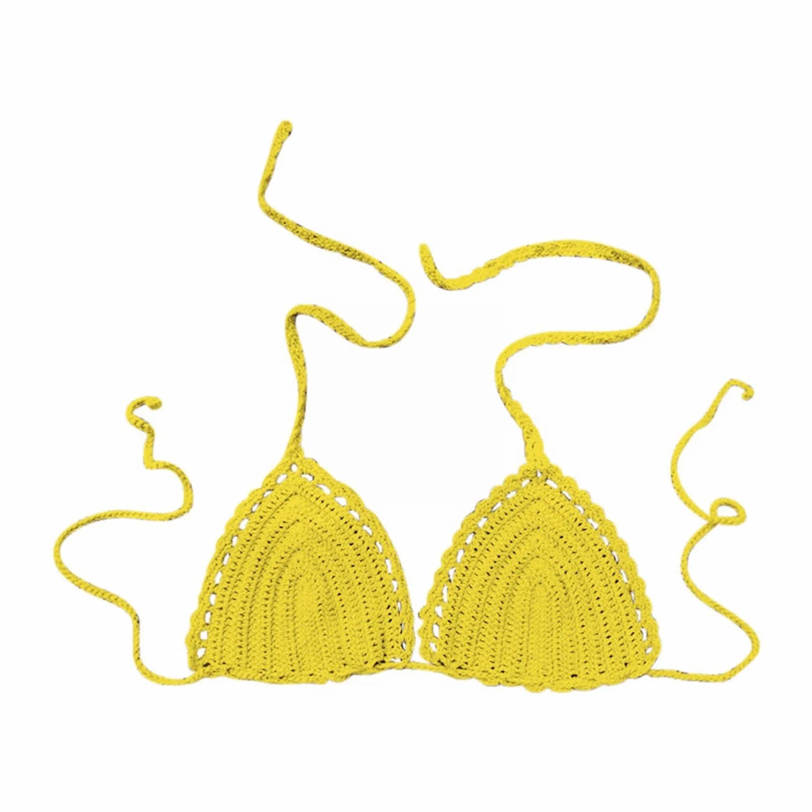 Women's Summer Sexy Bikini Hand Crochet Swimsuit Women Bikini Tops Solid Color Wireless Push Up Bra For Women Micro Bikinis