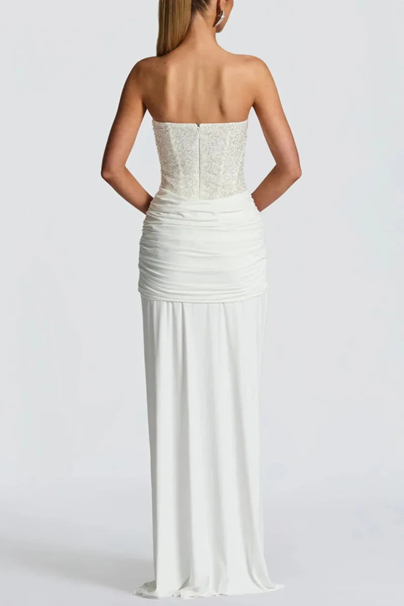 Sexy Women Sequins Party Wedding Dress Elegant Off Shoulder Slim Lace Graduation Ceremoney Mermaid Bodycon Corset Long Dress