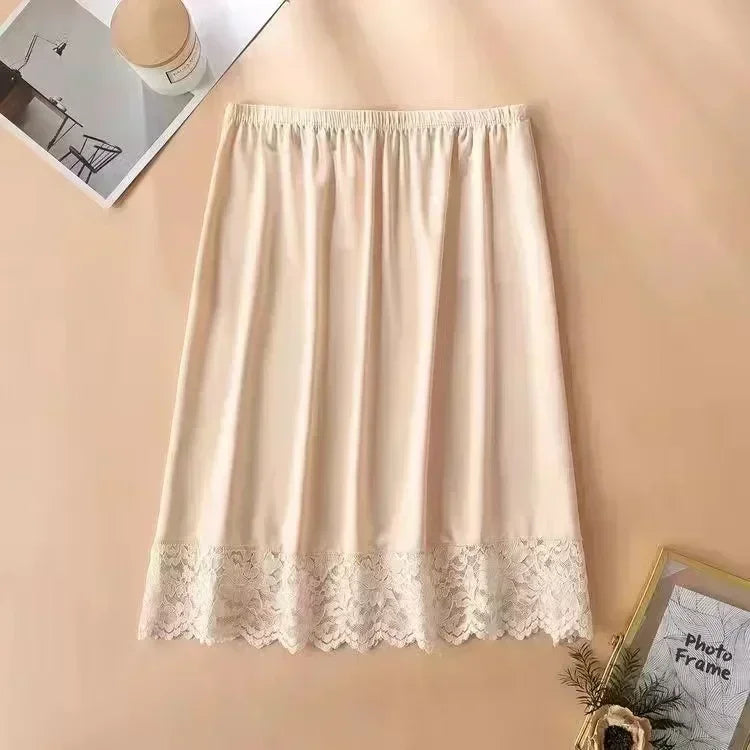 Womens Girls Modal Half Slips Underskirt Basic Soft Lace Trim Petticoat Underdress Intimates Safety Skirt Underwear