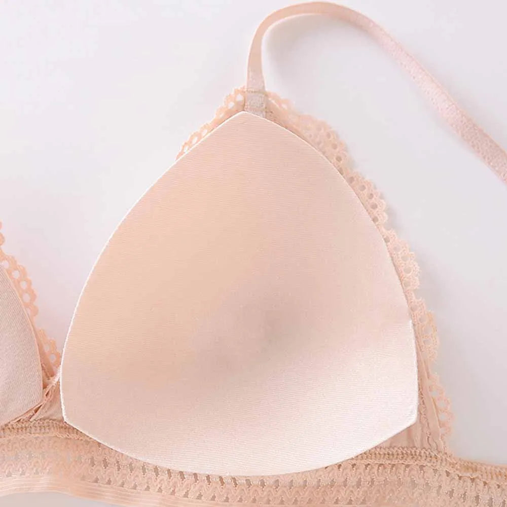 French Beautiful Back Bra Women'S Thin Lace Beautiful Back Bra No Steel Ring Sling Strap Small Chest Gather Up Support Bra