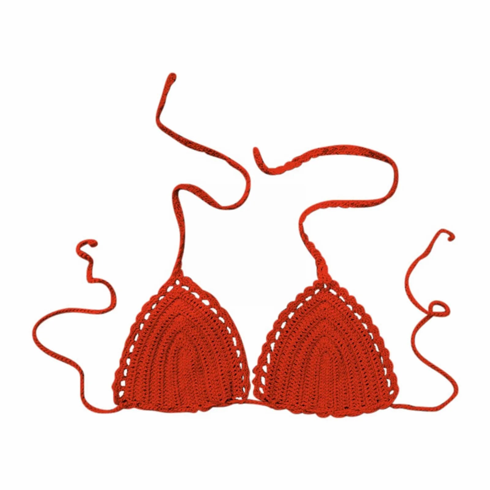 Women's Summer Sexy Bikini Hand Crochet Swimsuit Women Bikini Tops Solid Color Wireless Push Up Bra For Women Micro Bikinis