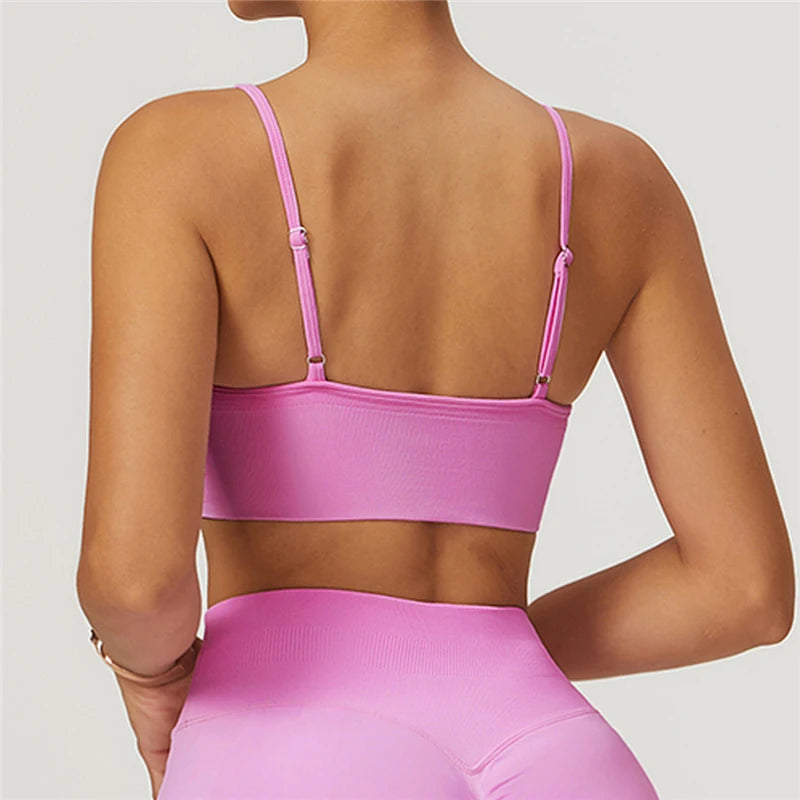 HBC Seamless Sports Bras for Women Fitness Yoga Bras With Removable Pads Adjustable Straps Gym Vest Top Bra Running Crop Top