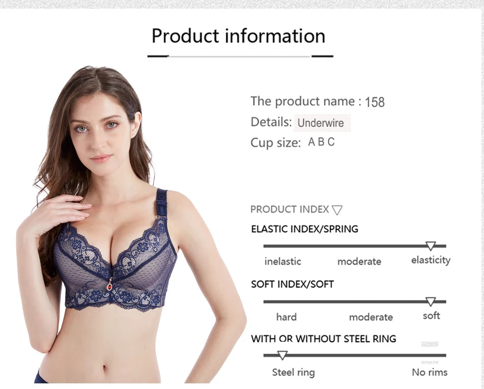 Push Up Padded Bras for Women Lace Plus Size Bra Add Two Cup Underwire Brassiere A B  Cup