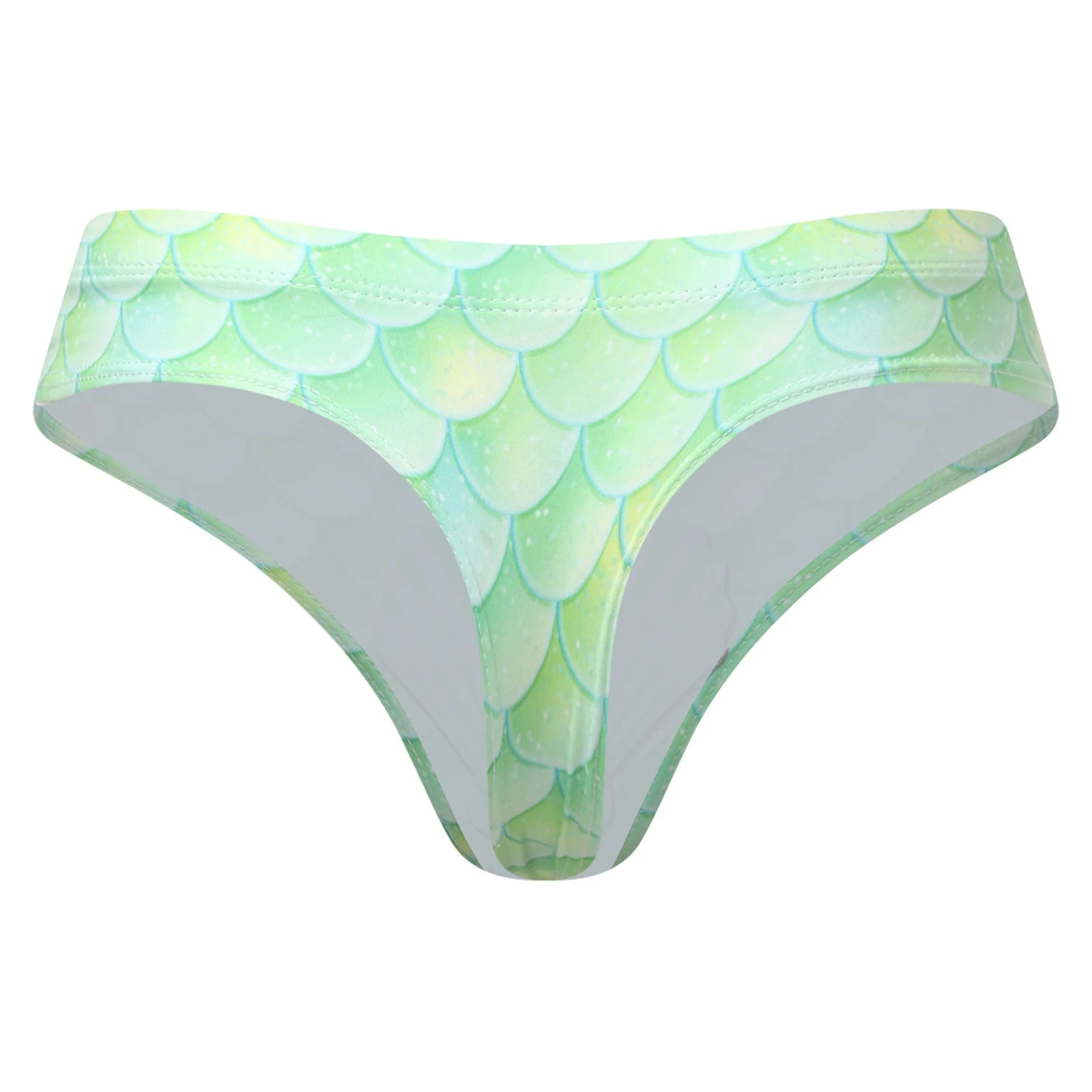 Swimwear Womens Mermaid-style Swim Bottoms Fishscale Low Rise Bikini Swimsuit Print Elastic Waistband T-back Briefs Underwear