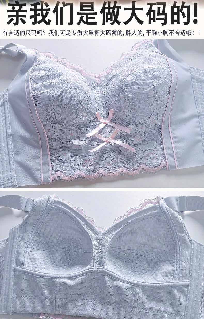 Womens Full Coverage Lace Push Up Bra Wireless Large Size Anti-sagging Underwear Female Lingerie 34 36 38 40 42 44 48 50 C D E
