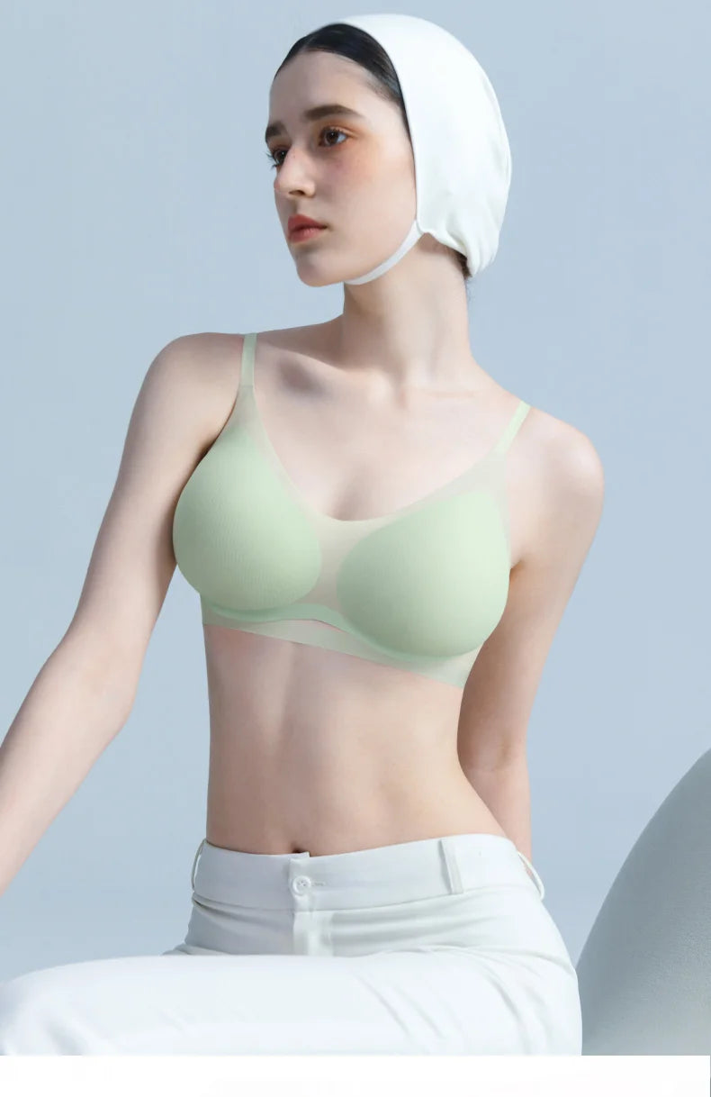 SUJIIN Push Up Bras for Women Summer Wireless Bralette Female Seamless Padded Small Chest Smoothing Mint Cooling Sexy Bra MX211