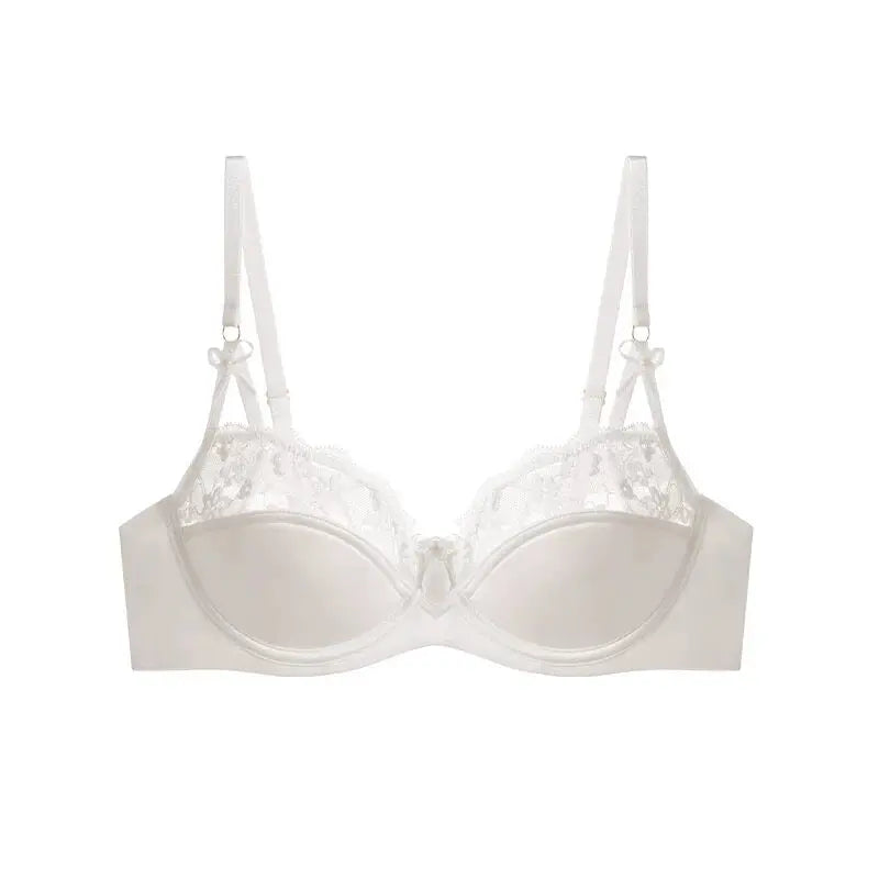 High Quality French Demi Cup Bra Set Soft Lace Thin Lightweight Side Support Anti Sagging Comfort Everyday Wear 32-38AB Bra Suit