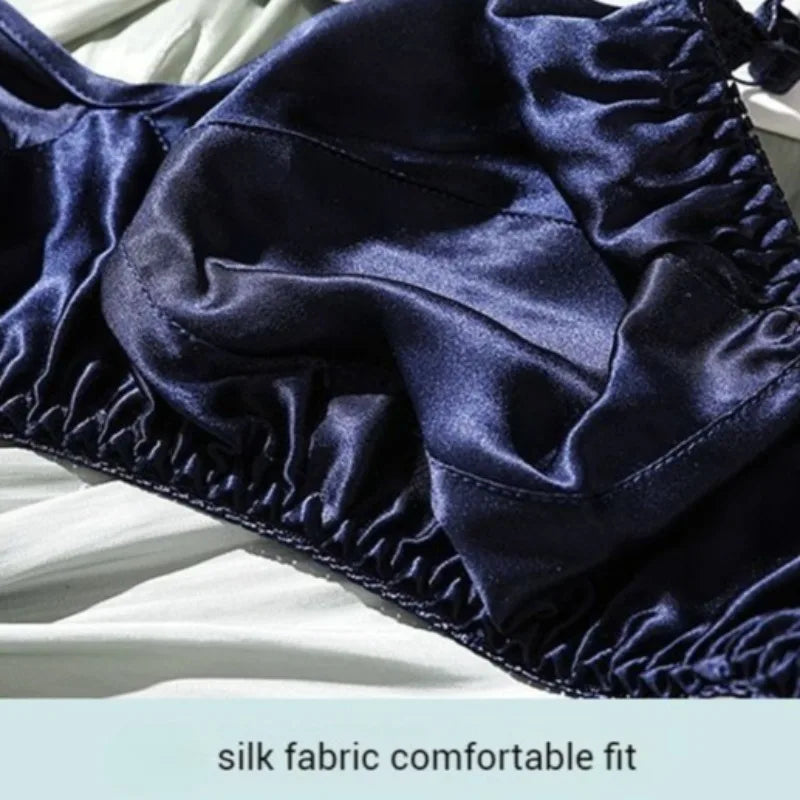 Double-layer Silk Bra Without Underwire, Big Breast, Lightweight Full Coverage Non Padded Brassiere Minimizer Underwear Women