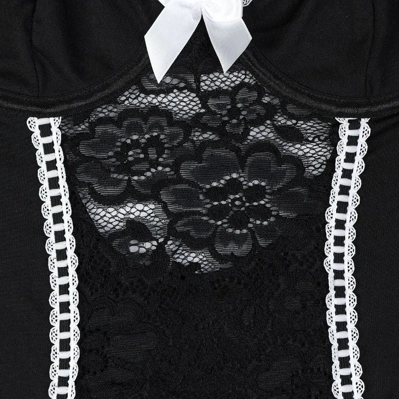 Floral Lace Babydolls Hot Sexy Lingerie Sets Women Transparent Embroidery Bow Exotic Chemises Night Dress with Thong Sex Outfit