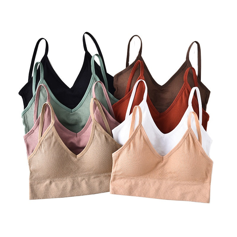 4 Pcs Women's Comfortable Wire-Free Bras Comfortable Seamless Wireless Stretch Sports Bra Yoga Bras with Removable Bra Pads